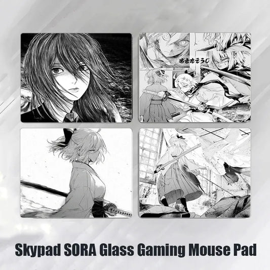 Glass Mousepad Skypad SORA Game Glass Mouse Pad Customized Pattern Smooth Gaming Desk Mat Fps Esports Office Gaming Accessories Dropshipman
