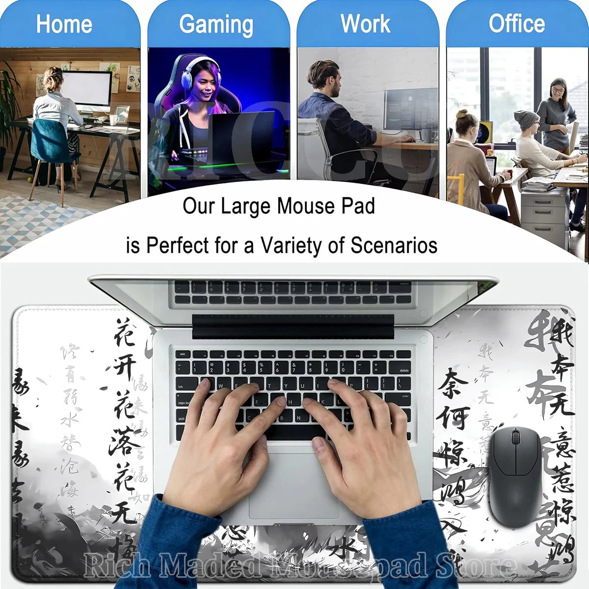 Japanese Sakura Samurai Black Mouse Pad My Store