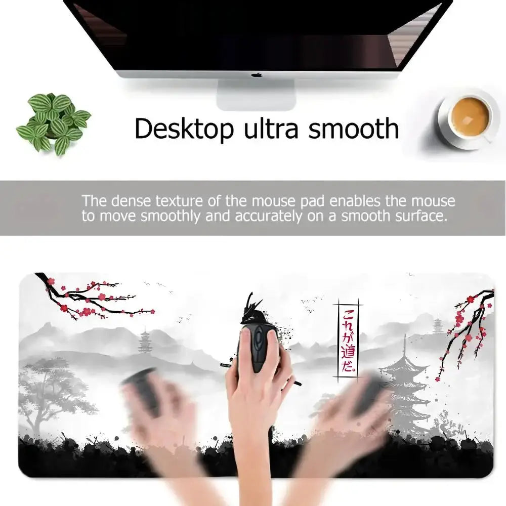 Japanese Sakura Samurai Black Mouse Pad My Store
