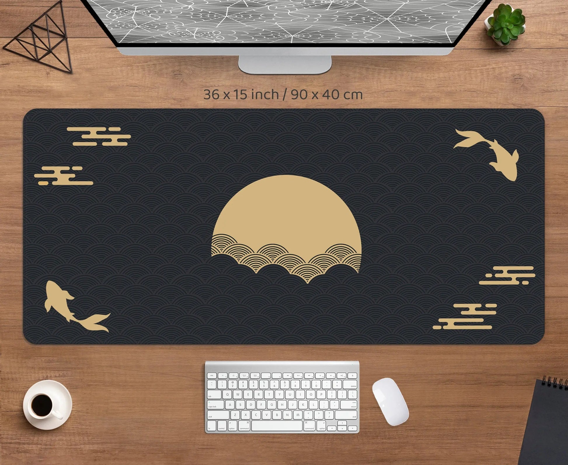 Japanese Desk Mat Black & Gold Mousepad My Store