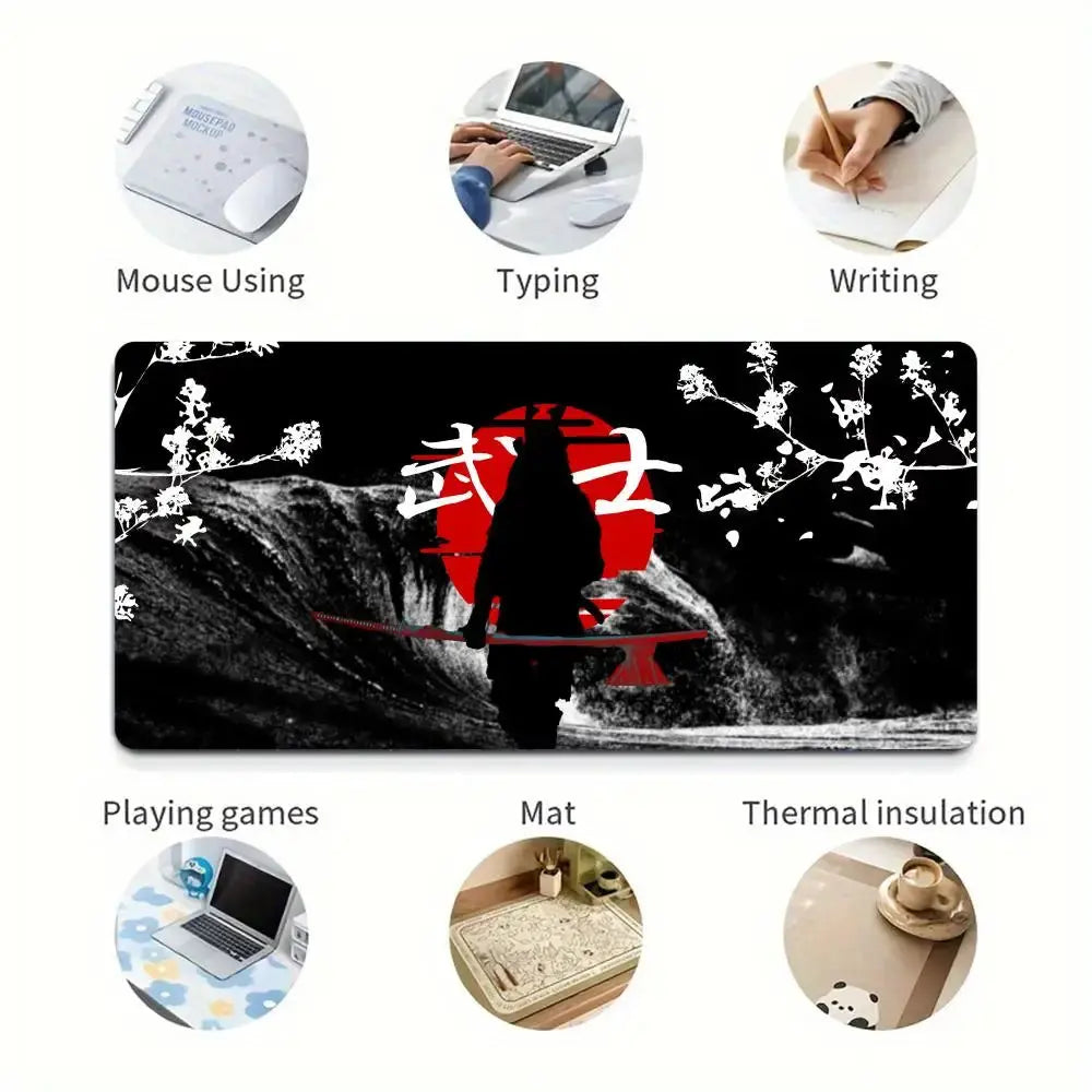 Japanese Sakura Samurai Black Mouse Pad My Store