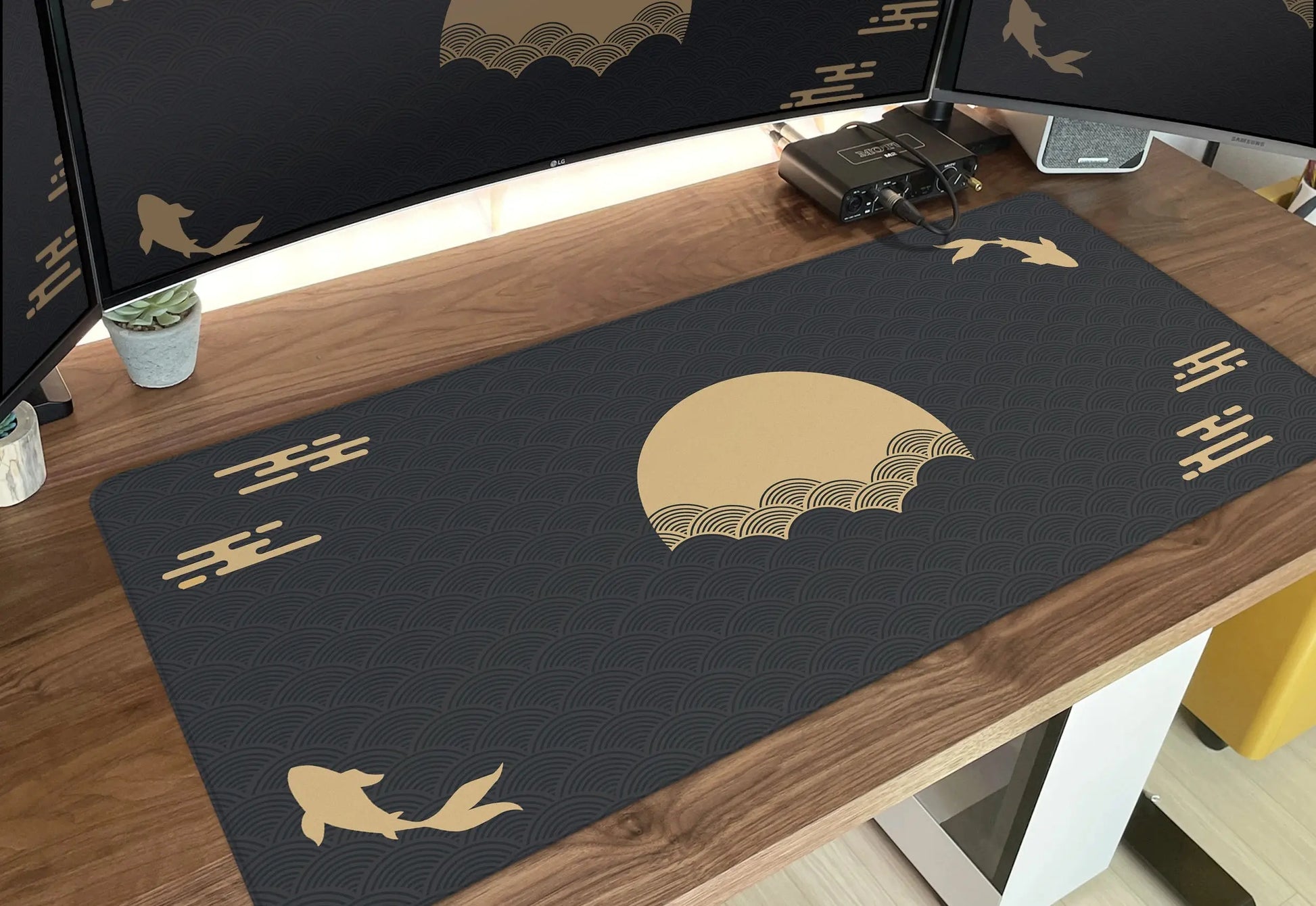 Japanese Desk Mat Black & Gold Mousepad My Store