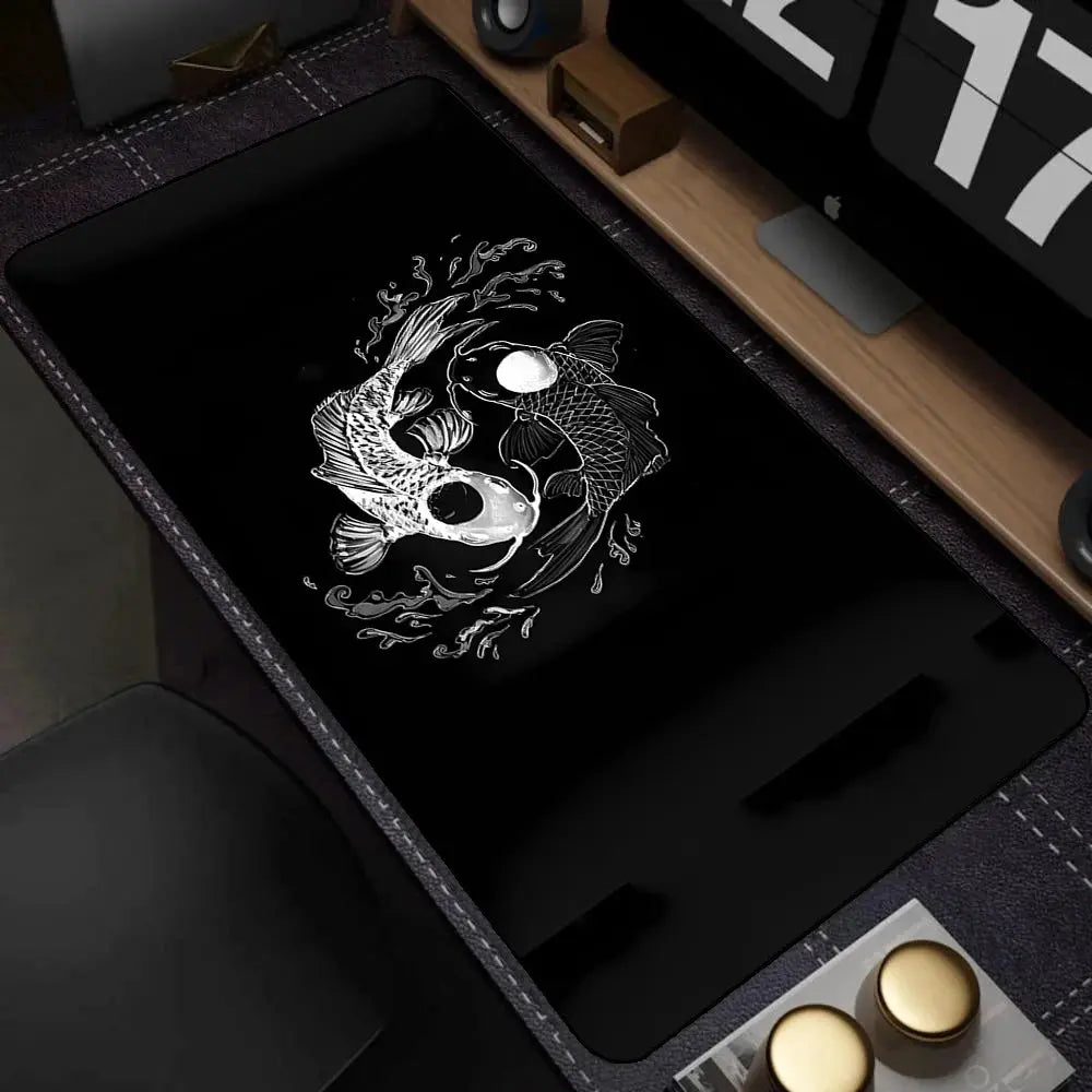 Large Mouse Pad Yin-yang Fish HD Black & White Sakura Computer Office Table Pc Gaming Non-slip Japanese Kawaii Desk Accessories Dropshipman