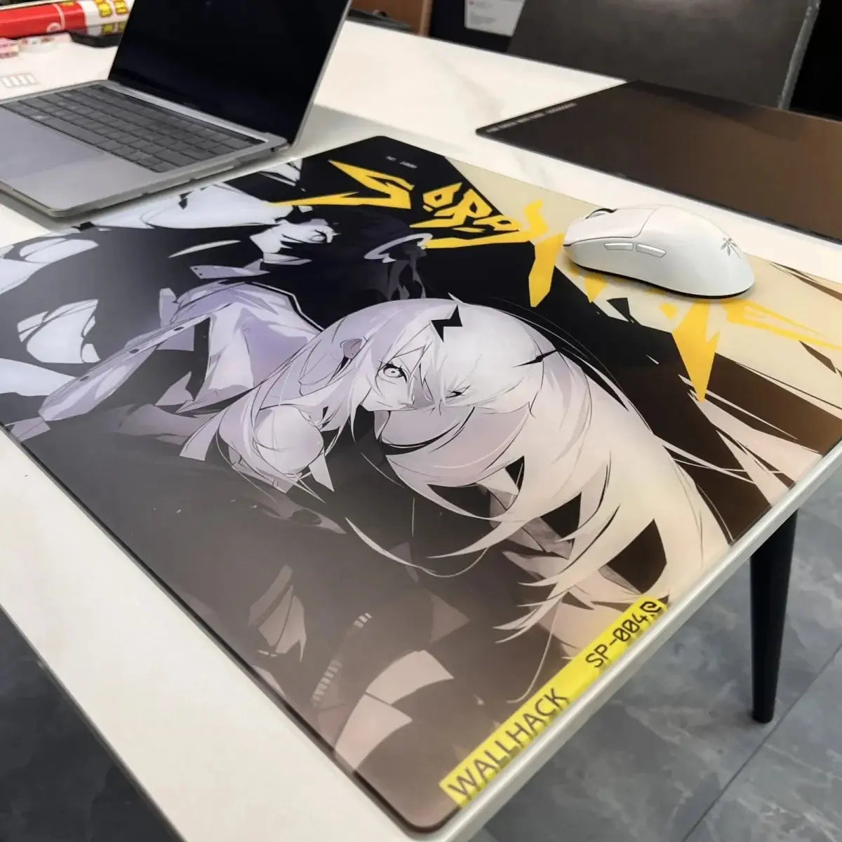 Black White Girl Glass Mousepad Sora Game Mouse Pad Customized Pattern Tempered Smooth Gaming Desk Mat Fps Esports Office Gaming Dropshipman