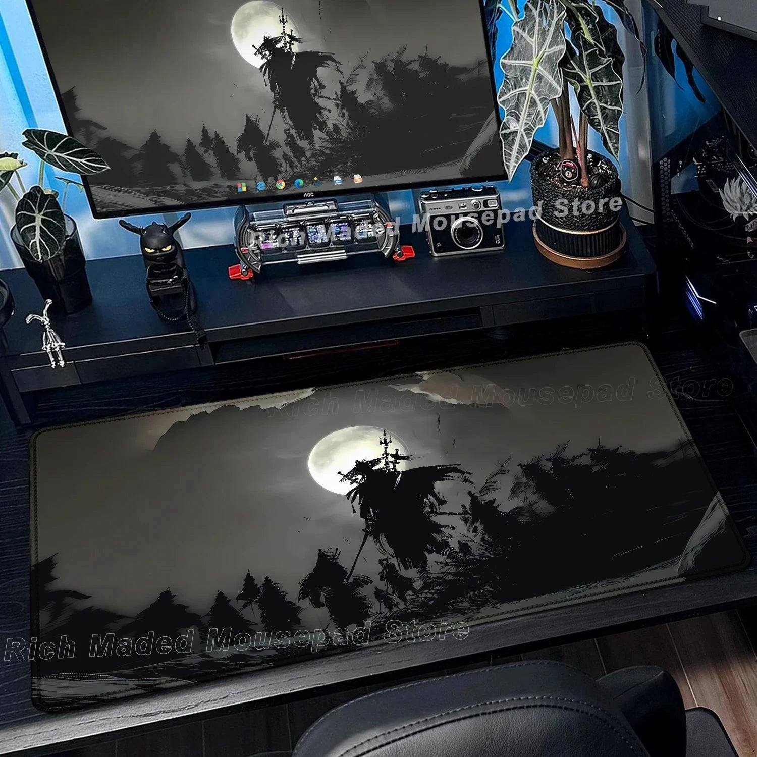 Japanese Sakura Samurai Black Mouse Pad My Store