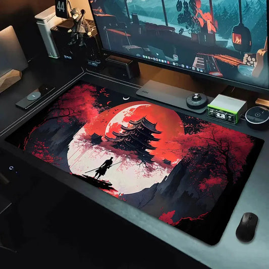 Samurai ninja theme anime mouse pads Desk Mat with Stitched Edges non-Slip rubber base pc accessories Gaming mat katana mousepad Dropshipman