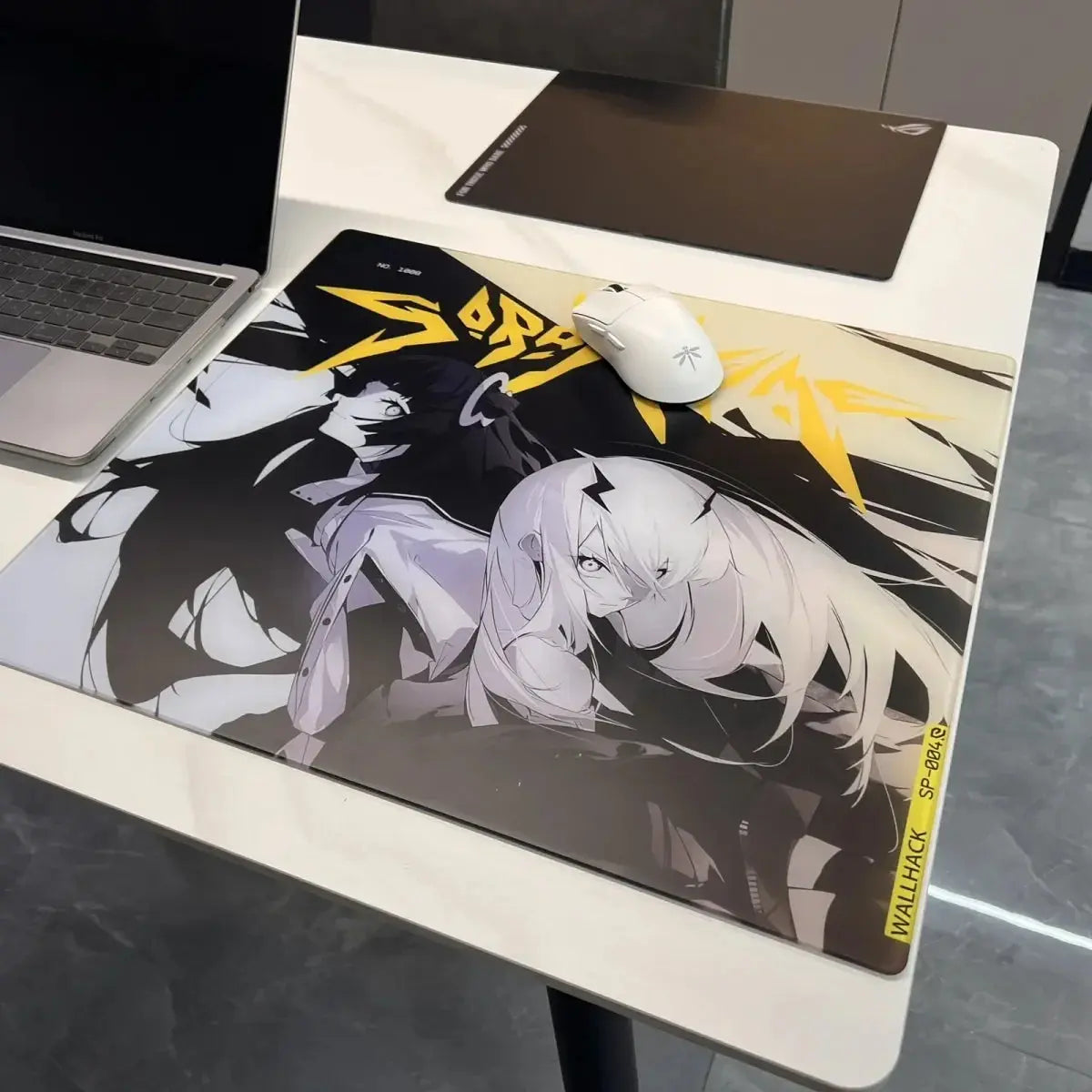 Black White Girl Glass Mousepad Sora Game Mouse Pad Customized Pattern Tempered Smooth Gaming Desk Mat Fps Esports Office Gaming Dropshipman