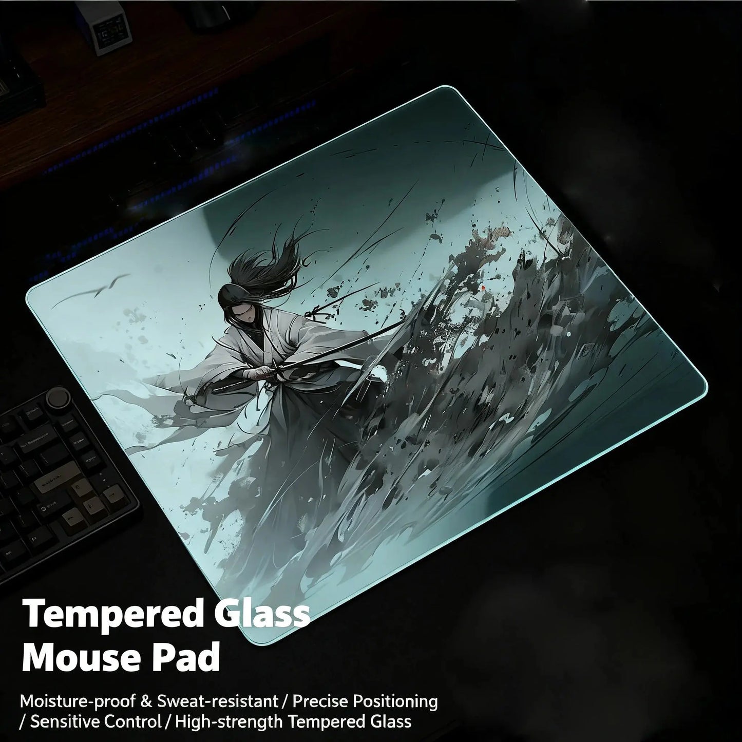 Trendy Cool Anime Image Glass Gaming Mouse Pad Smooth Frosted Surface Desk Tempered Glass Mouse E-Sports FPS Game Glass MousePad Dropshipman