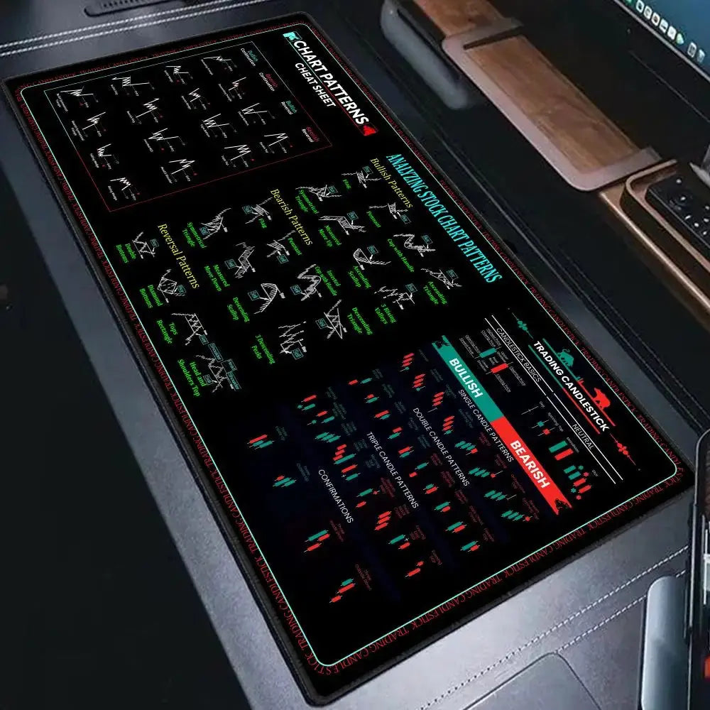 1000x500 Stock market chart pattern mouse pad Trader desk pad Investor gift Forex stock market Candlestick pattern desk pad Dropshipman