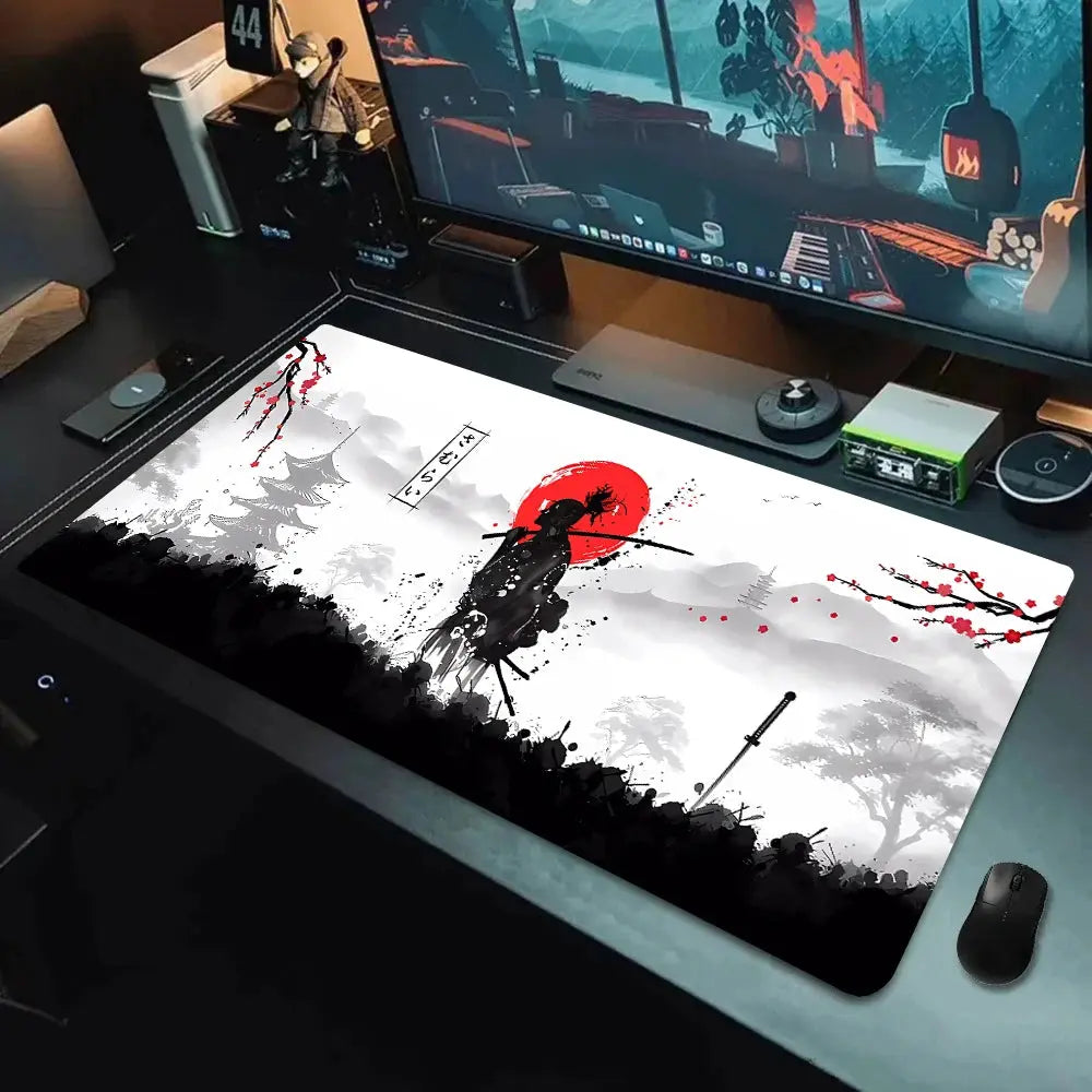 Samurai ninja theme anime mouse pads Desk Mat with Stitched Edges non-Slip rubber base pc accessories Gaming mat katana mousepad Dropshipman