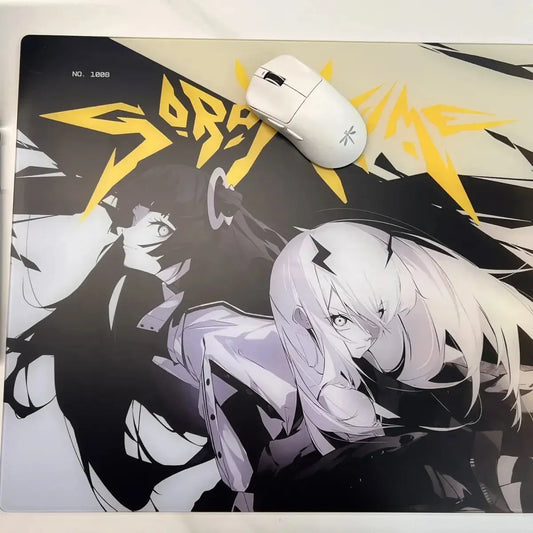 Black White Girl Glass Mousepad Sora Game Mouse Pad Customized Pattern Tempered Smooth Gaming Desk Mat Fps Esports Office Gaming Dropshipman