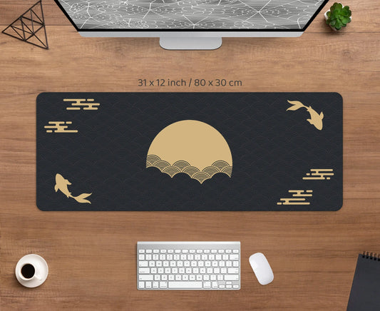 Japanese Desk Mat Black & Gold Mousepad My Store