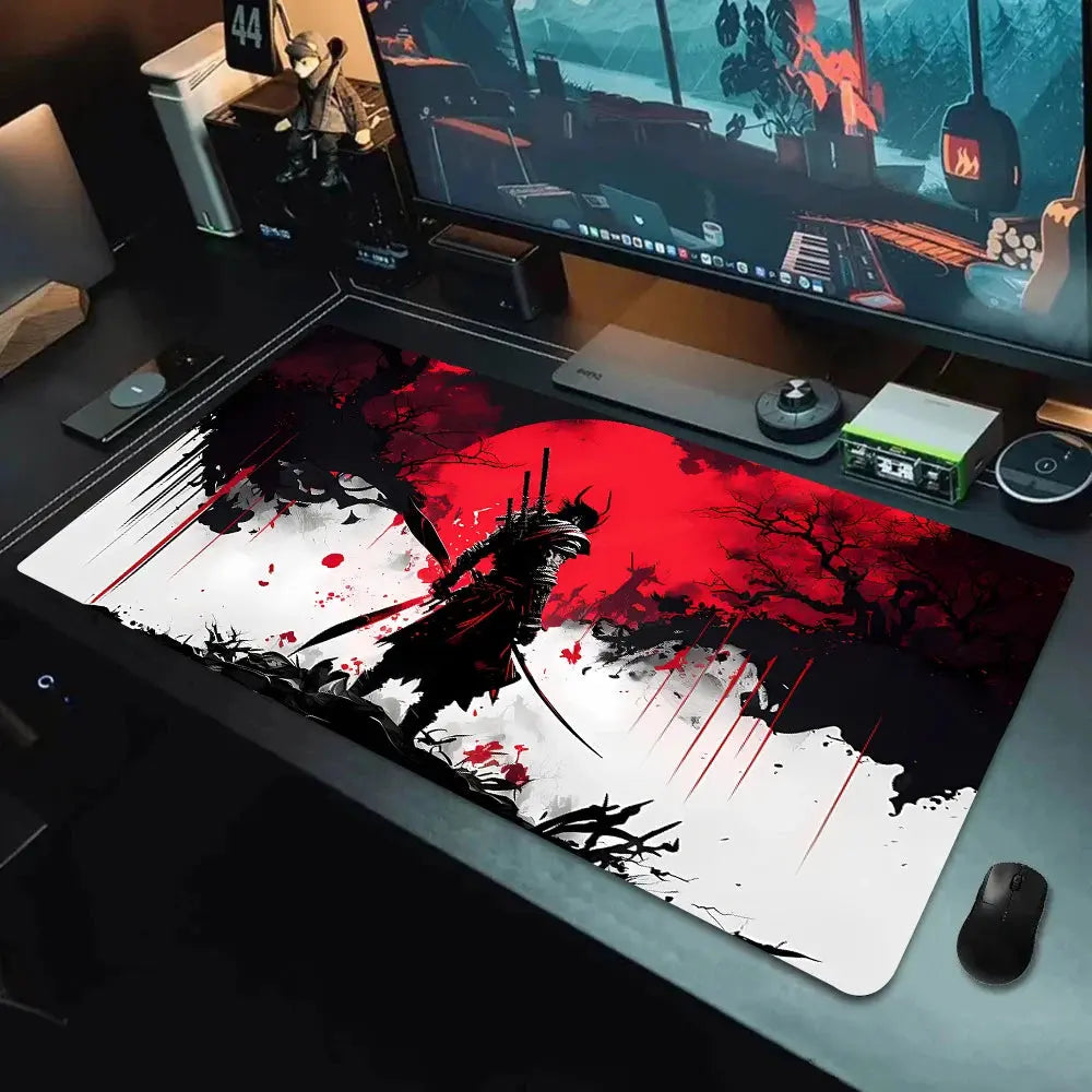 Samurai ninja theme anime mouse pads Desk Mat with Stitched Edges non-Slip rubber base pc accessories Gaming mat katana mousepad Dropshipman