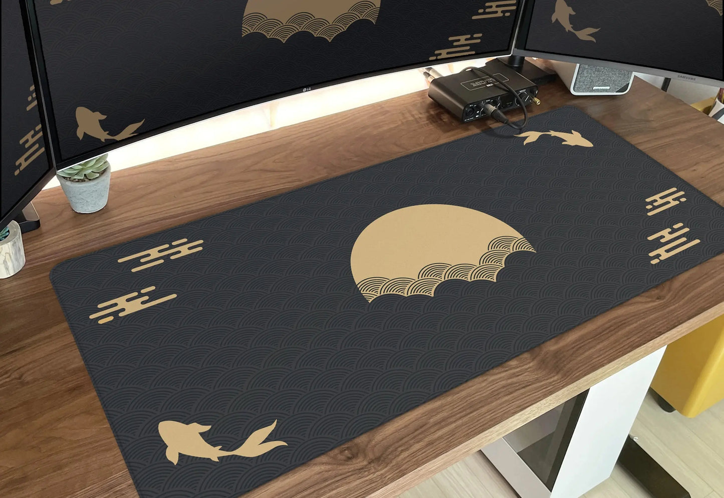 Japanese Desk Mat Black & Gold Mousepad My Store